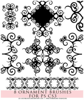 漂亮对称的漩涡式艺术印花图案Photoshop笔刷-玩吧资源站