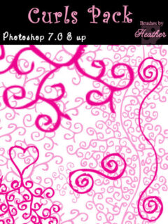 随意卷曲线条花纹Photoshop涂鸦笔刷-玩吧资源站