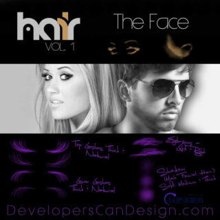 高级头发、毛发笔触Photoshop发丝笔刷-玩吧资源站