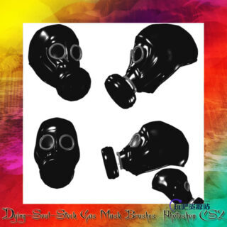 防毒面罩图形素材Photoshop笔刷下载-玩吧资源站