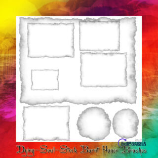 有岁月痕迹的羊皮纸纹理、破旧的卷轴纸张Photoshop笔刷-玩吧资源站