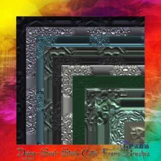 20种金属材质画框、相框、浮雕边框Photoshop笔刷素材-玩吧资源站
