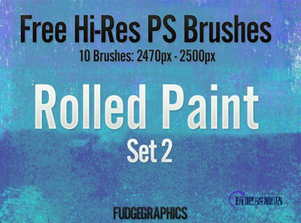 油漆滚过纹理效果Photoshop笔刷 #.2-玩吧资源站