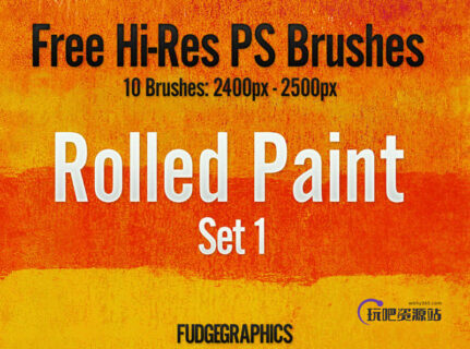 油漆滚过纹理效果Photoshop笔刷 #.1-玩吧资源站