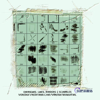 墙壁划痕效果、纹理肌理Photoshop笔刷素材-玩吧资源站