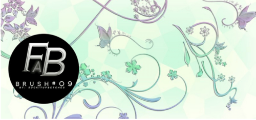 植物蝴蝶艺术花纹图案饰品Photoshop笔刷素材-玩吧资源站