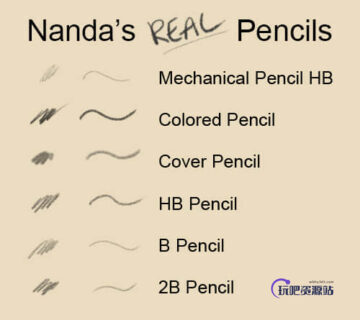 6种铅笔笔触状态Photoshop素描笔刷-玩吧资源站