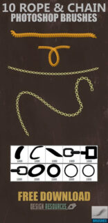 电话线、链子、铁链、链条Photoshop笔刷素材-玩吧资源站