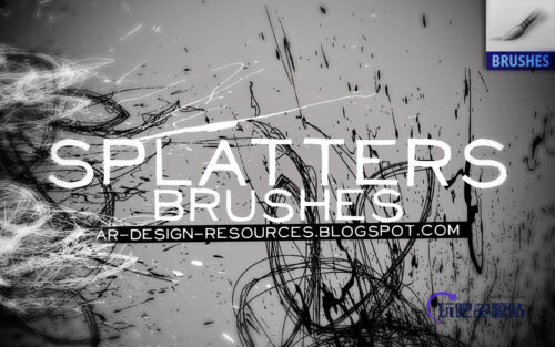 10种高分辨率喷溅混乱样式PS笔刷-玩吧资源站