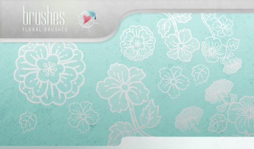 精美手绘鲜花图案、花卉印花PS笔刷-玩吧资源站