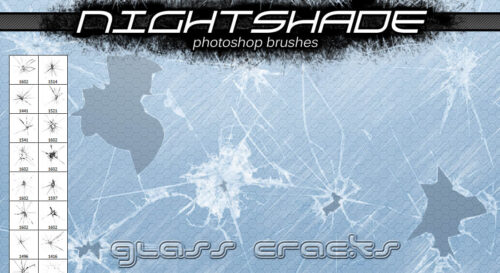 碎玻璃、玻璃裂纹、玻璃弹孔PS笔刷-玩吧资源站