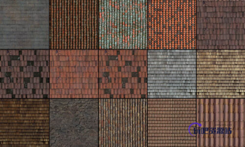 屋顶纹理、瓦片背景PS素材笔刷（图片素材）-玩吧资源站