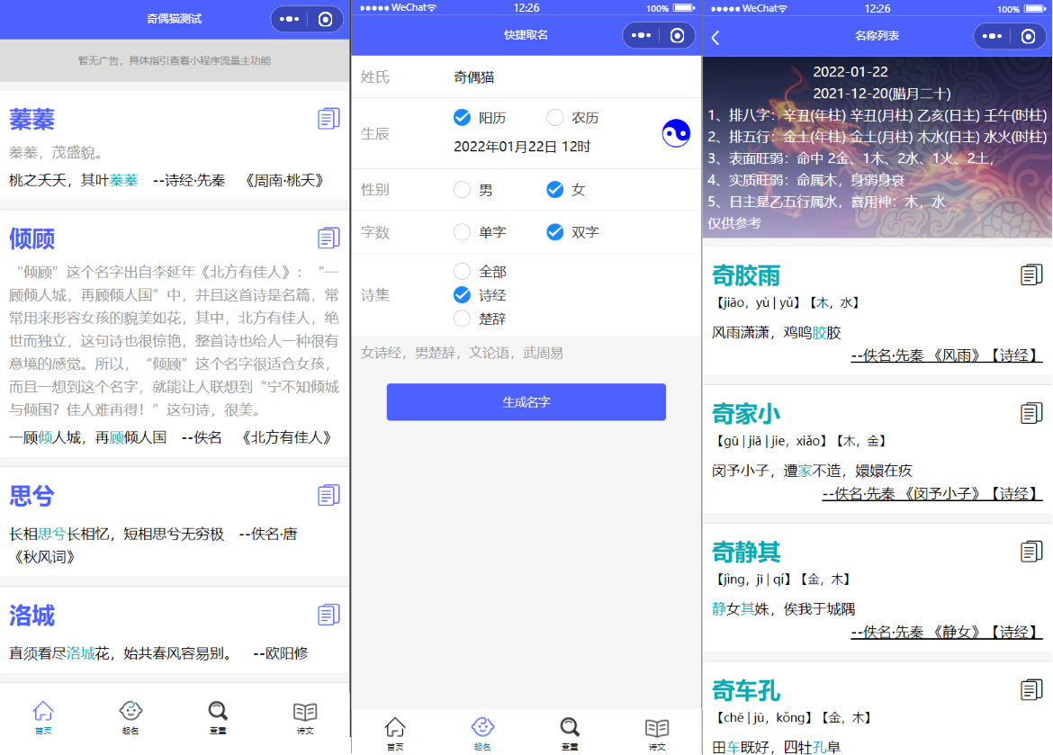 A1303多功能起名查重工具微信小程序源码下载
