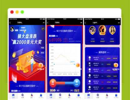 A1318【USDT指数涨跌】蓝色UI二开币圈+万盈财经币圈+充值提现+K线正常+大盘涨跌竞猜-玩吧资源站