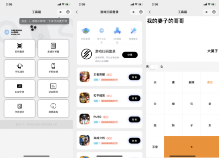 小程序 游戏扫码登录等 多功能工具箱集合源码-玩吧资源站