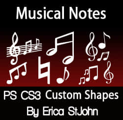PS CS3音符、音阶图案photoshop自定义形状素材 .csh 下载