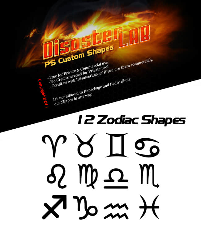 12星座符号photoshop自定义形状素材 .csh 下载