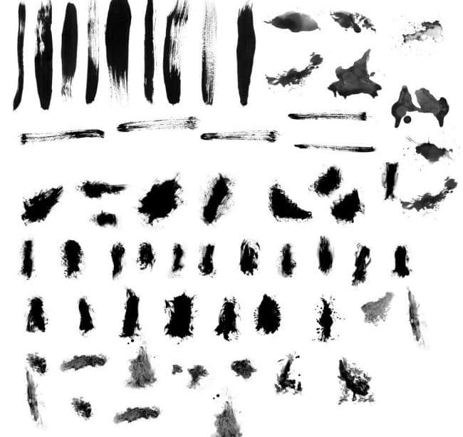 10个水墨、刷子痕迹笔刷套装Photoshop素材打包下载
