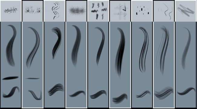 9种毛发、发丝笔触Photoshop绘画笔刷