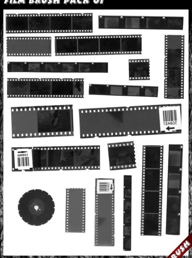 真实的胶片、电影胶卷、相片胶卷Photoshop笔刷素材