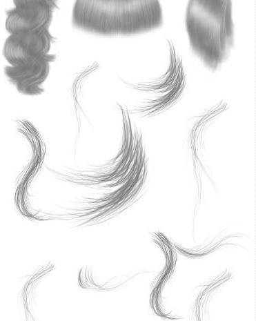 素描式细致女式头发、发型Photoshop笔刷素材