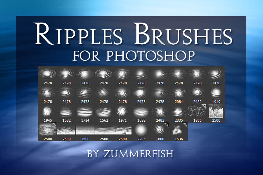 高清水面纹理、水中荡漾、水面波纹Photoshop笔刷素材