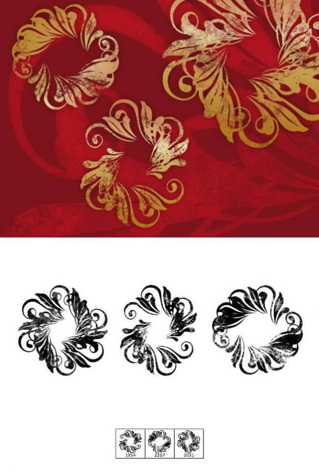 烫金印染式花纹Photoshop笔刷