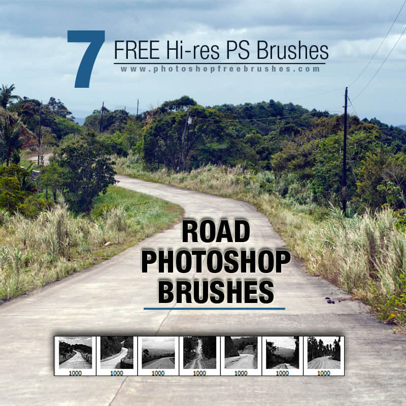 7种水泥路、小山村路、道路背景Photoshop笔刷素材