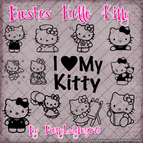 呆萌Hello Kitty图形Photoshop笔刷素材
