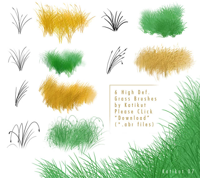 手绘青草、草丛、芦苇、狗尾草CG绘画Photoshop笔刷