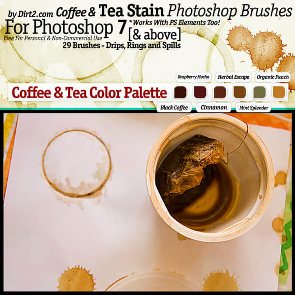 茶杯、咖啡杯杯底污渍、污迹Photoshop笔刷素材