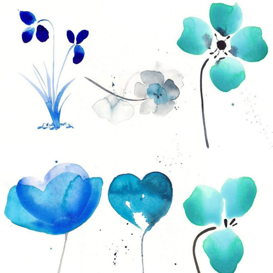 水粉鲜花图案Photoshop笔刷素材