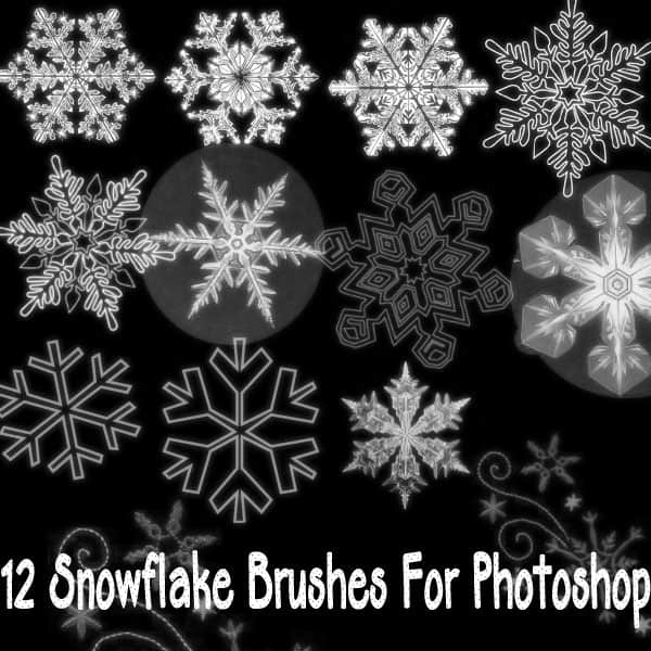 漂亮的雪花花纹、冰晶图案photoshop笔刷素材