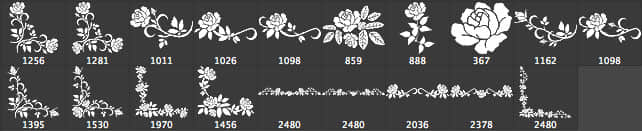 免费的玫瑰艺术植物花纹photoshop笔刷素材下载