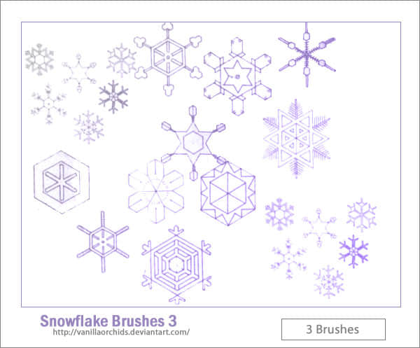 简洁手绘雪花图案photoshop笔刷素材