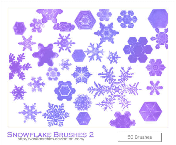 漂亮的各种各样的雪花图案photoshop笔刷素材下载
