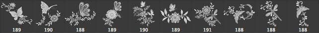 拼凑型植物蝴蝶艺术花纹图案效果Photoshop笔刷素材下载