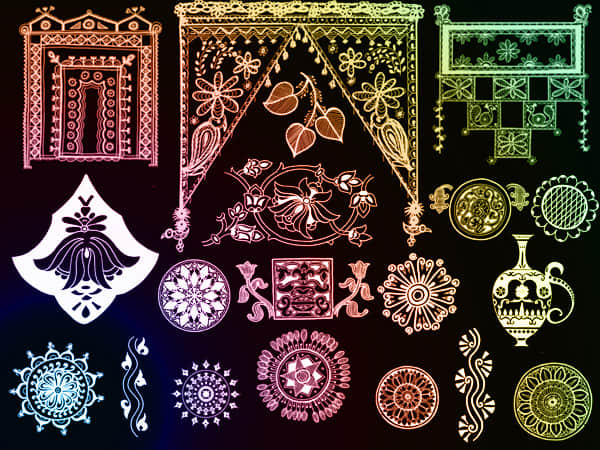 印度古典花纹图案Photoshop笔刷素材