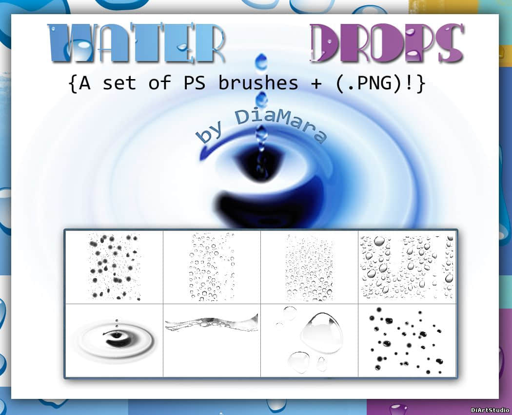 高分辨率水滴、露珠、水珠子Photoshop笔刷素材