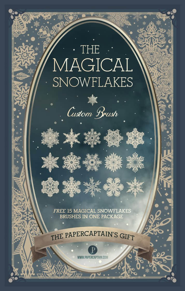 经典的雪花花纹图案PS笔刷素材