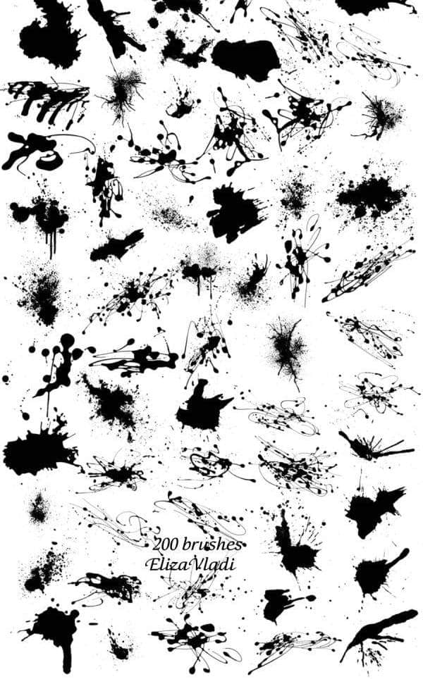 墨汁滴溅、泼溅PS笔刷素材下载-玩吧资源站