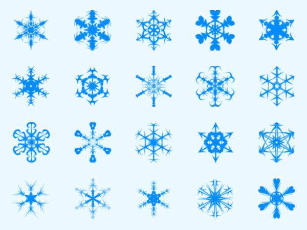 20种样式各异的雪花图案PS笔刷下载