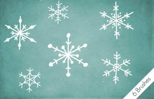 6种冬季雪花、菱形花纹PS笔刷