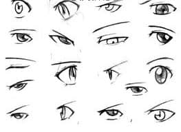 可爱的卡通人物眼睛素描笔刷