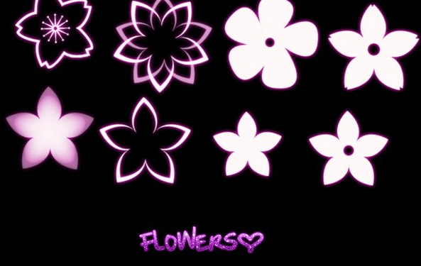 梦幻光影矢量花瓣、花朵PS笔刷