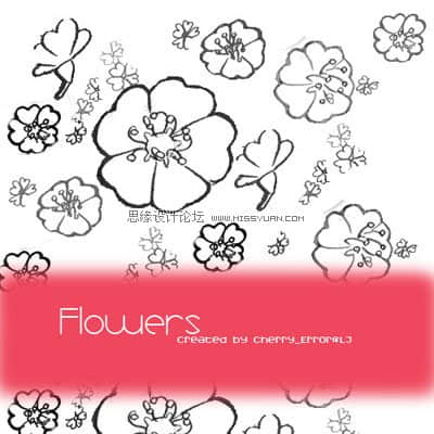 矢量涂鸦花朵、花朵PS笔刷素材