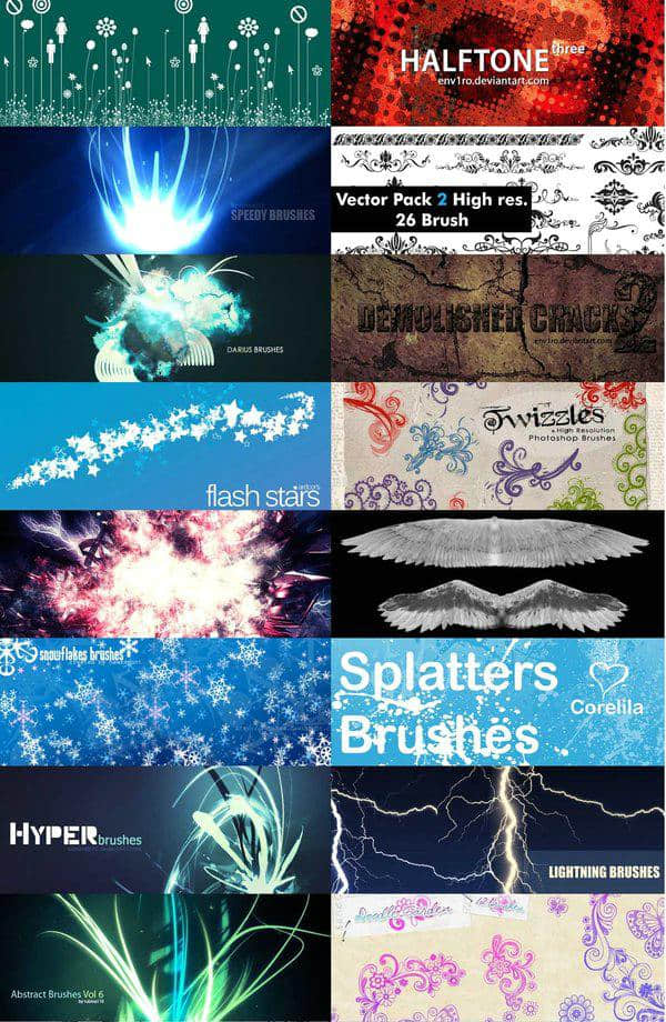 海量3.6g PS笔刷打包批量免费下载，PS笔刷大赠送第一弹！-玩吧资源站