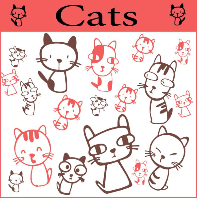 10个可爱无比的卡通猫咪PS笔刷打包下载