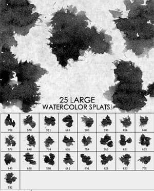 25种水彩水粉涂抹画迹笔刷