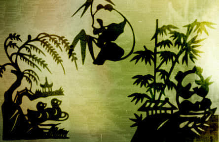 中国的熊猫剪纸剪影笔刷免费下载